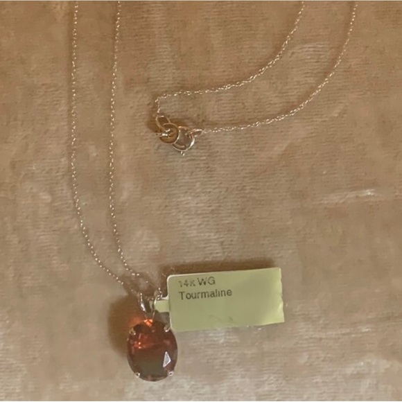 Tourmaline 14k White Gold Gemstone Pendant with a Chain Necklace - Picture 2 of 9